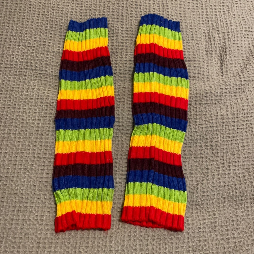 Rainbow leg warmers 🌈